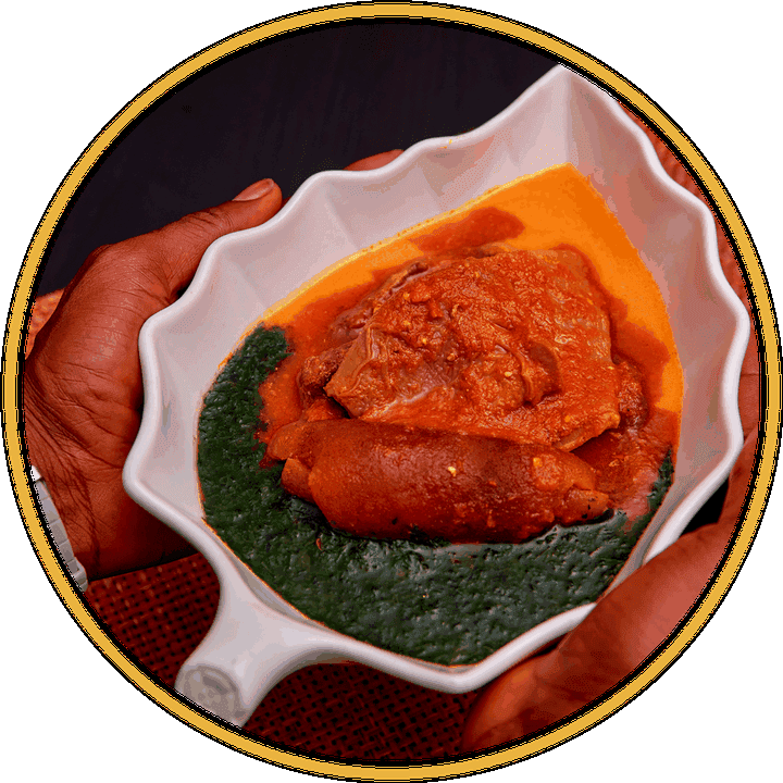 Nigerian soup with swallow and assorted meat